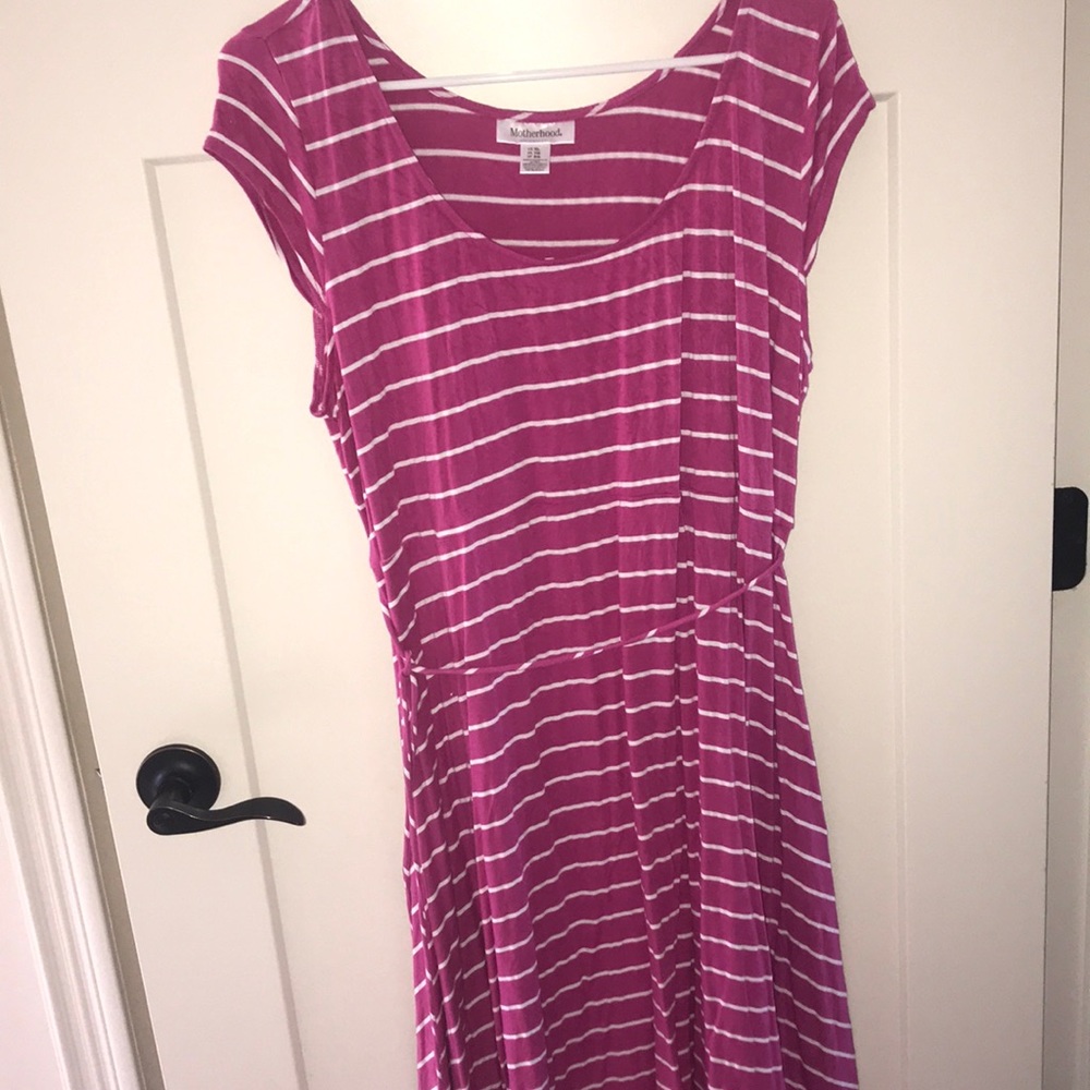 Motherhood Maternity White & Pink striped dress